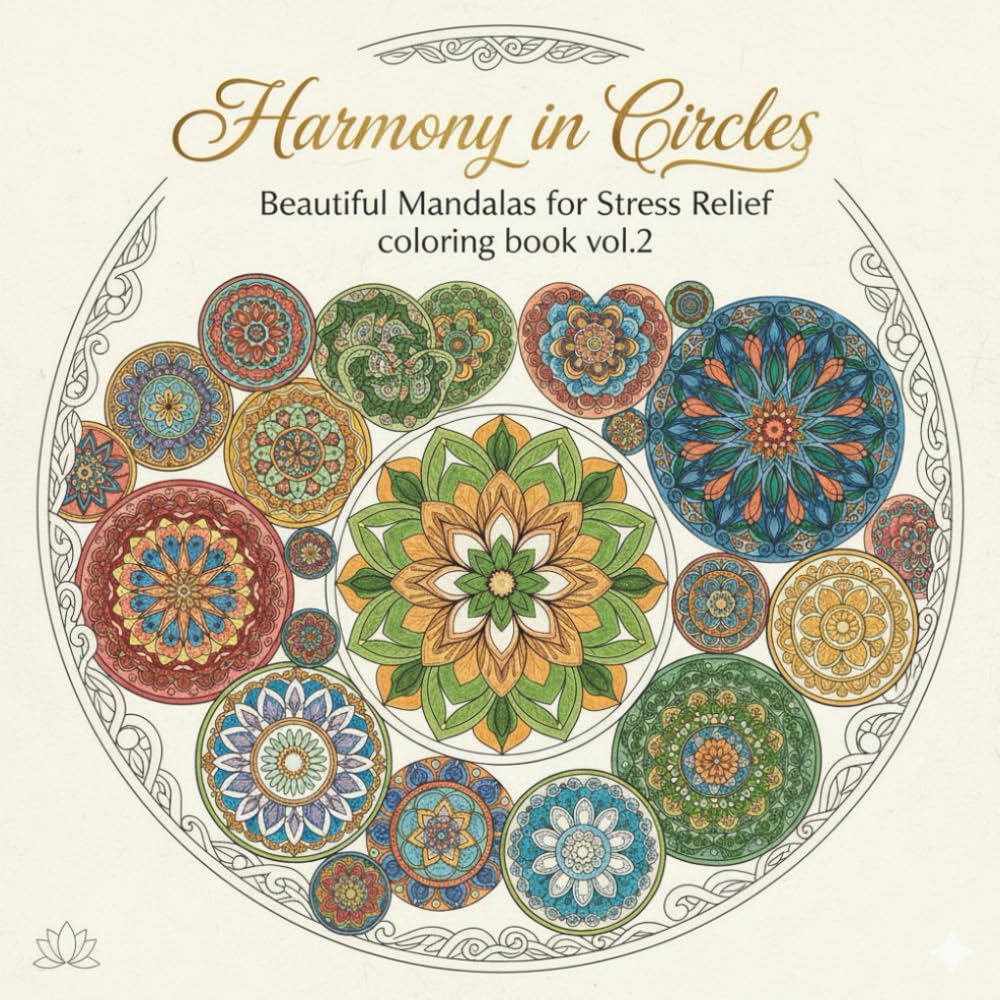 Harmony in Circles: Beautiful Mandalas for Stress Relief coloring book vol.2