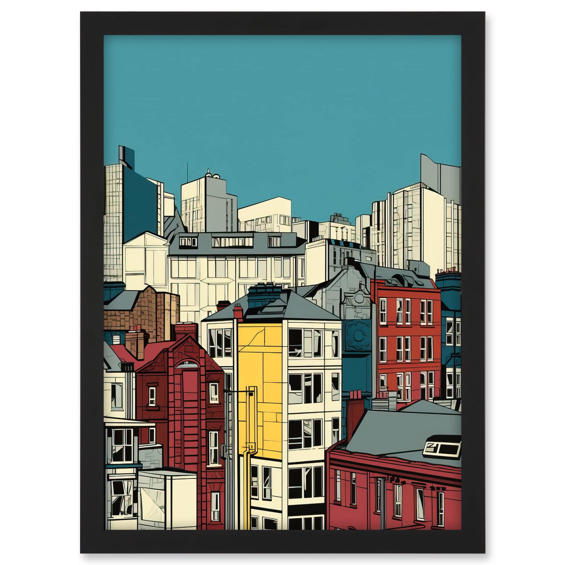 Artery8 Manchester City Architecture Styles Cityscape Artwork Framed A3 Wall Art Print