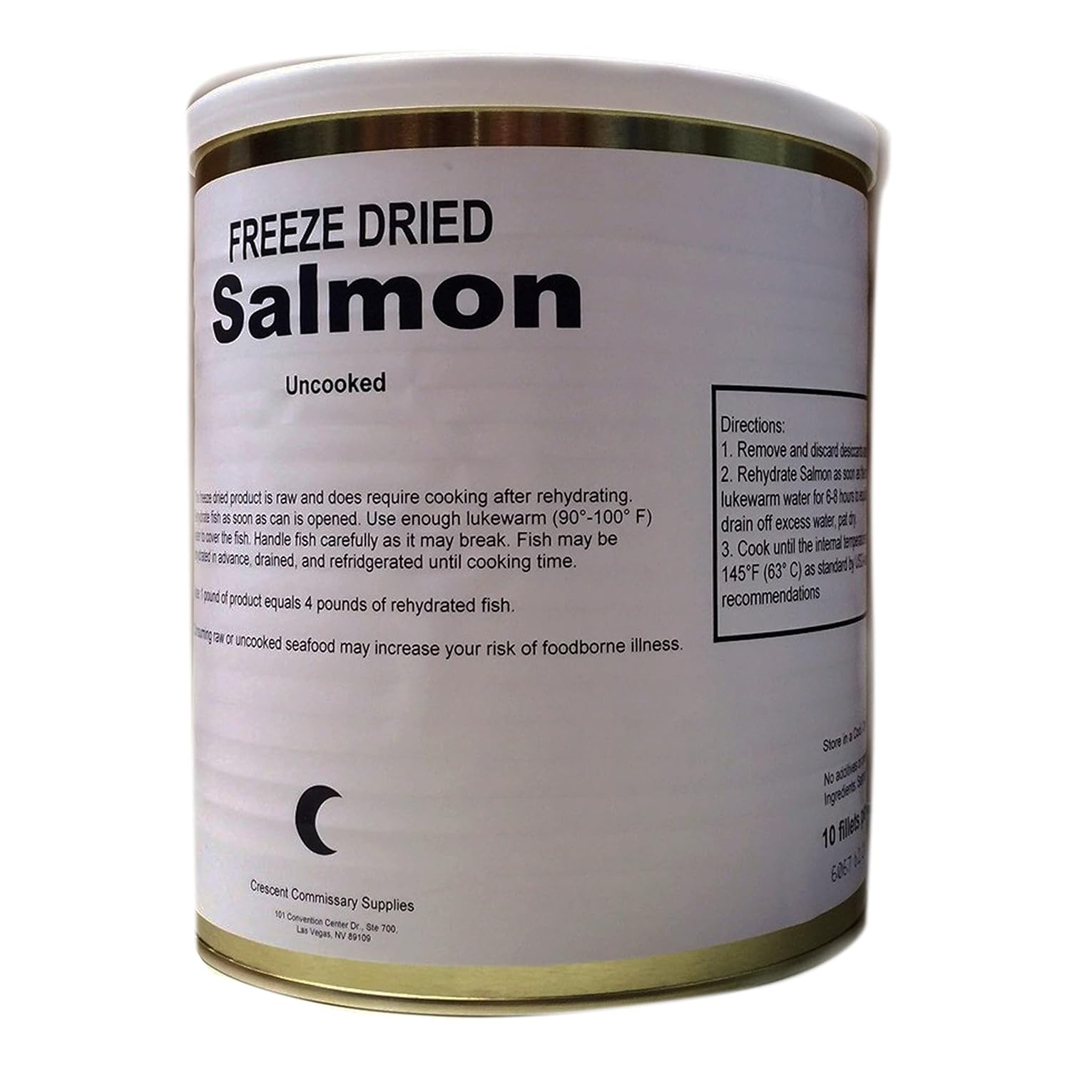 Military Surplus Freeze Dried Salmon Fillets Uncooked 16 Oz Long Shelf Life Emergency Survival Food #10 Can 25+ Year Shelf Life Prepper, Camping and Emergency Supplies Canned Meat Easy Prep Pack of 1