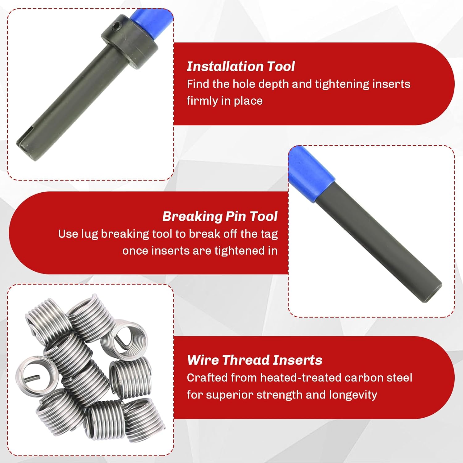 131-Piece Metric Helicoil Thread Repair Kit | 131pc Thread Repair Kit HSS Drill Helicoil Repair Kit Metric M5 M6 M8 M10 M12 HSS Drill Thread Insert Repair Tool