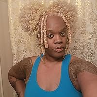 Vista 2 de THEMIS HAIR Extensiones de cabello de cola de caballo afro con cordón y clip, cabello natural, moño rubio, extensiones de cabello corto y rizado 613#