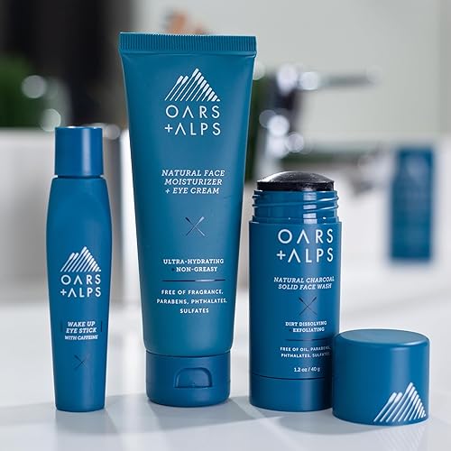 Miniatura 3 de Oars + Alps Kit natural para el cuidado de la piel para hombre, set de regalo que incluye lavado facial, rodillo de ojos e hidratante, vegano y sin