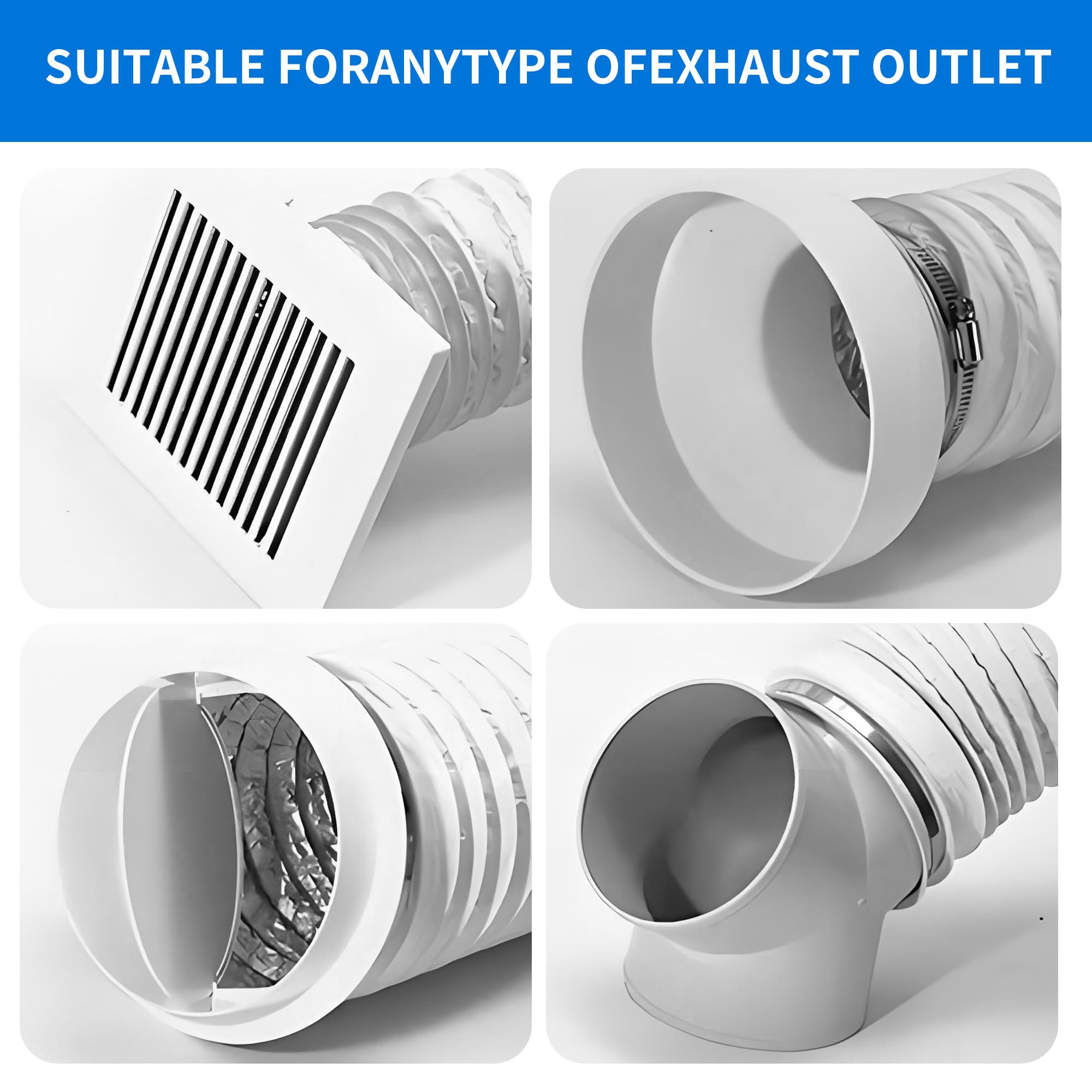 Tubo Flexible 100 mm x 3 m con 2 Abrazaderas Acero Inox – Tubo PVC-Aluminio para Sistemas de Ventilación, Climatización y Secado,Tubo Campana Extractora