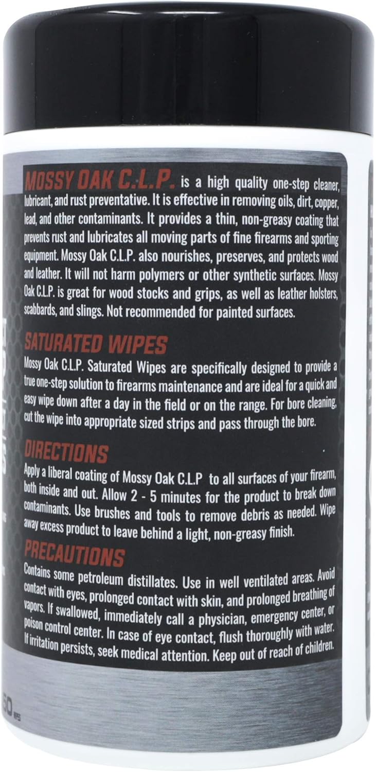 Mossy Oak CLP Saturated Gun Oil Wipes | One Product. One Step. [ CLP] Cleaner, Lubricant, Protectant | The Ultimate One Step Gun Cleaning Oil & Lubricant Wipes | Gun Cleaning Supplies : Sports & Outdoors