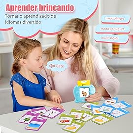 Portuguese (Brazil) & English Talking Flash Cards for Toddlers, Bilingual Flash Cards Learning Montessori Toys with 224 Sight Words, Speech Therapy Toys for Children Sensory Preschool Education Gifts
