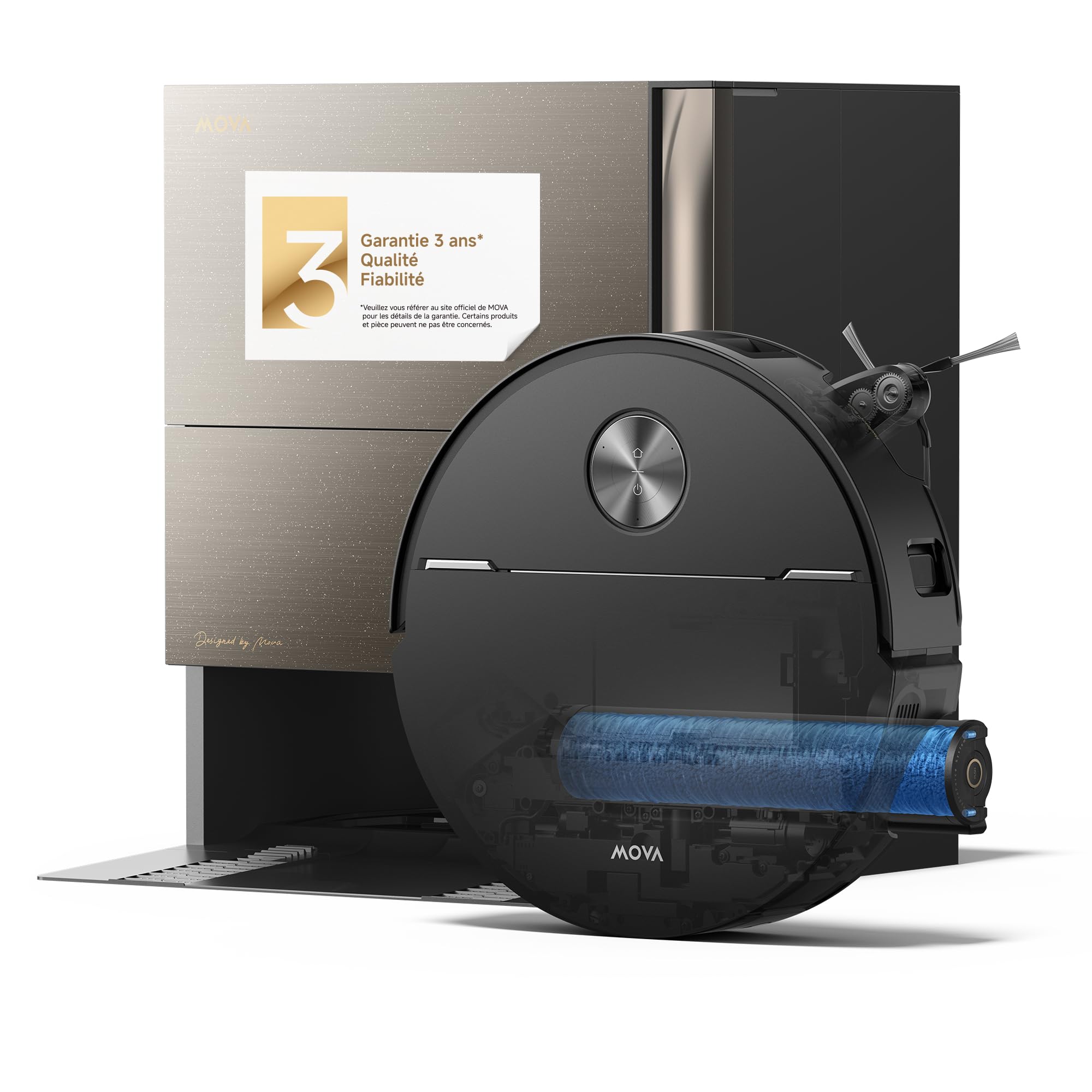 MOVA Z70 Ultra Roller Complete Robot Vacuum Cleaner, HydroForce 2.0 18 N, 36 000 Pa, odporny na plątanie, przedłużanie szczotki i wałka, przeszkoda do 9 cm, technologia AutoShield, mycie mopa w