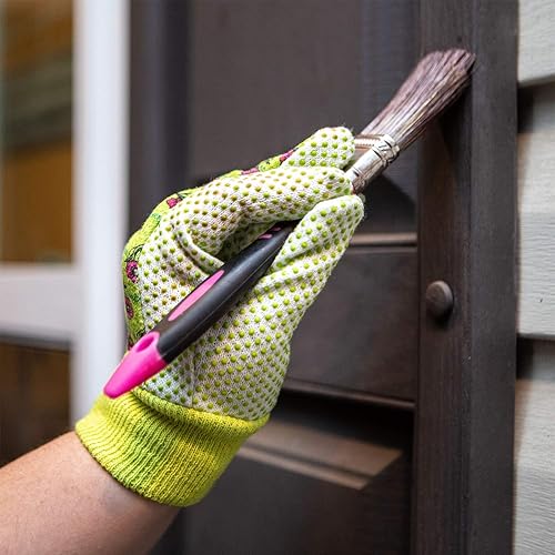 Miniatura 7 de G & F 1852-3 guantes de jardín de jersey suave para mujer, guantes de trabajo para mujer, 3 pares por paquete, verderosaazul