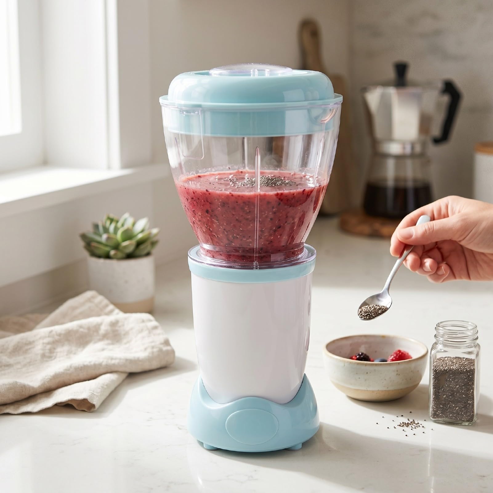 Luocute Fabricante de Alimentos para Bebés de 200 W, Procesador de Alimentos para Bebés Multifunción para Frutas, Verduras, Carnes, Licuadora de puré con Componentes Aptos para (Enchufe de la UE