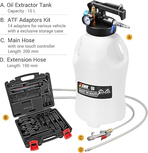 Miniatura 2 de EWK Kit patentado de bomba extractora de fluidos de transmisión automática de 10L y kit de herramientas dispensadoras para sistema de llenado ATF