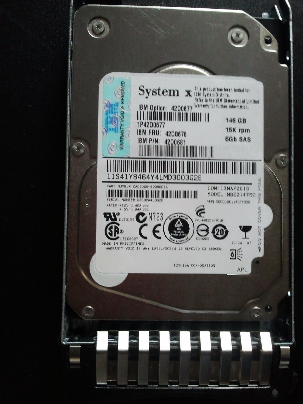 IBM 90Y8926 RR 146GB 90Y8926 SAS 15000 RPM 2.5IN 6GBPS SFF G2HS HDD