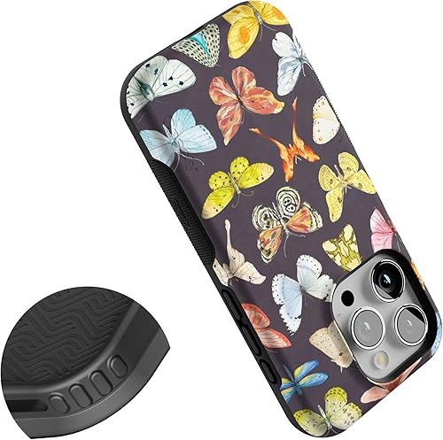 Vista 415 de Casely Funda para iPhone 15 Pro Jardín Secreto Flores mixtas Funda atrevida Compatible con MagSafe y botón de acción Jardín Secreto Floral