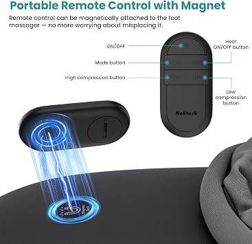 Nekteck Foot Massager with Heat: 2026 Upgraded Remote Control Shiatsu Feet Massager for Plantar Fasciitis, Deep Kneading Therapy Air Compression Massage Tools for Foot Health Men Women