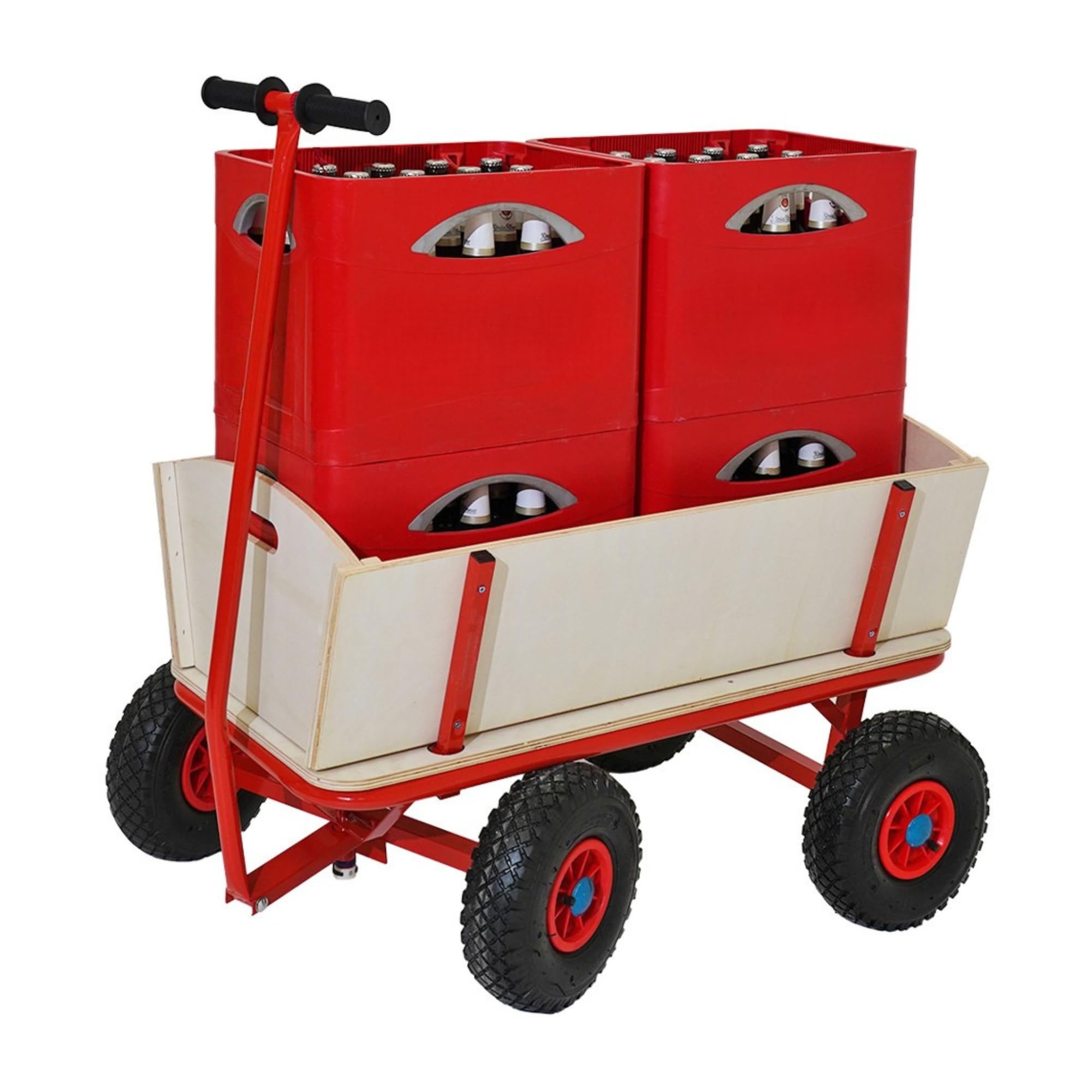 PROREGAL Chariot à Bras Professionnel Bolly | HxLxP 97x90x60cm | Capacité de Charge 150kg | Rouge | Chariot Transport
