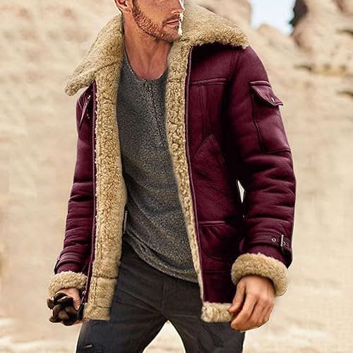 Miniatura 3 de Chaqueta de invierno para hombre, chaquetas acolchadas de forro polar con cuello sintético, abrigos gruesos a prueba de viento con capucha para