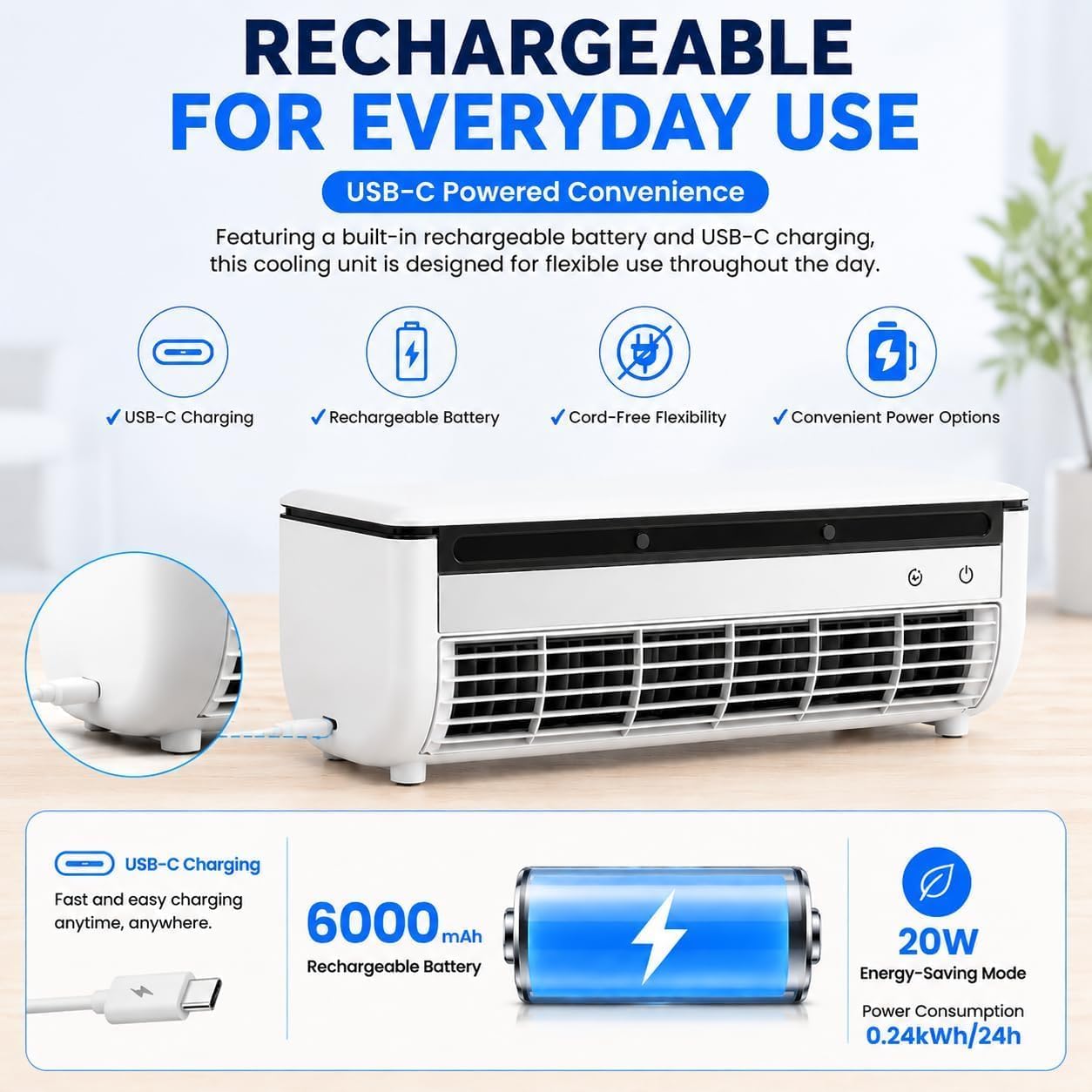 Aire acondicionado de pared sin unidad exterior, aire acondicionado portátil | Refrigeración instantánea en 30 segundos (B)
