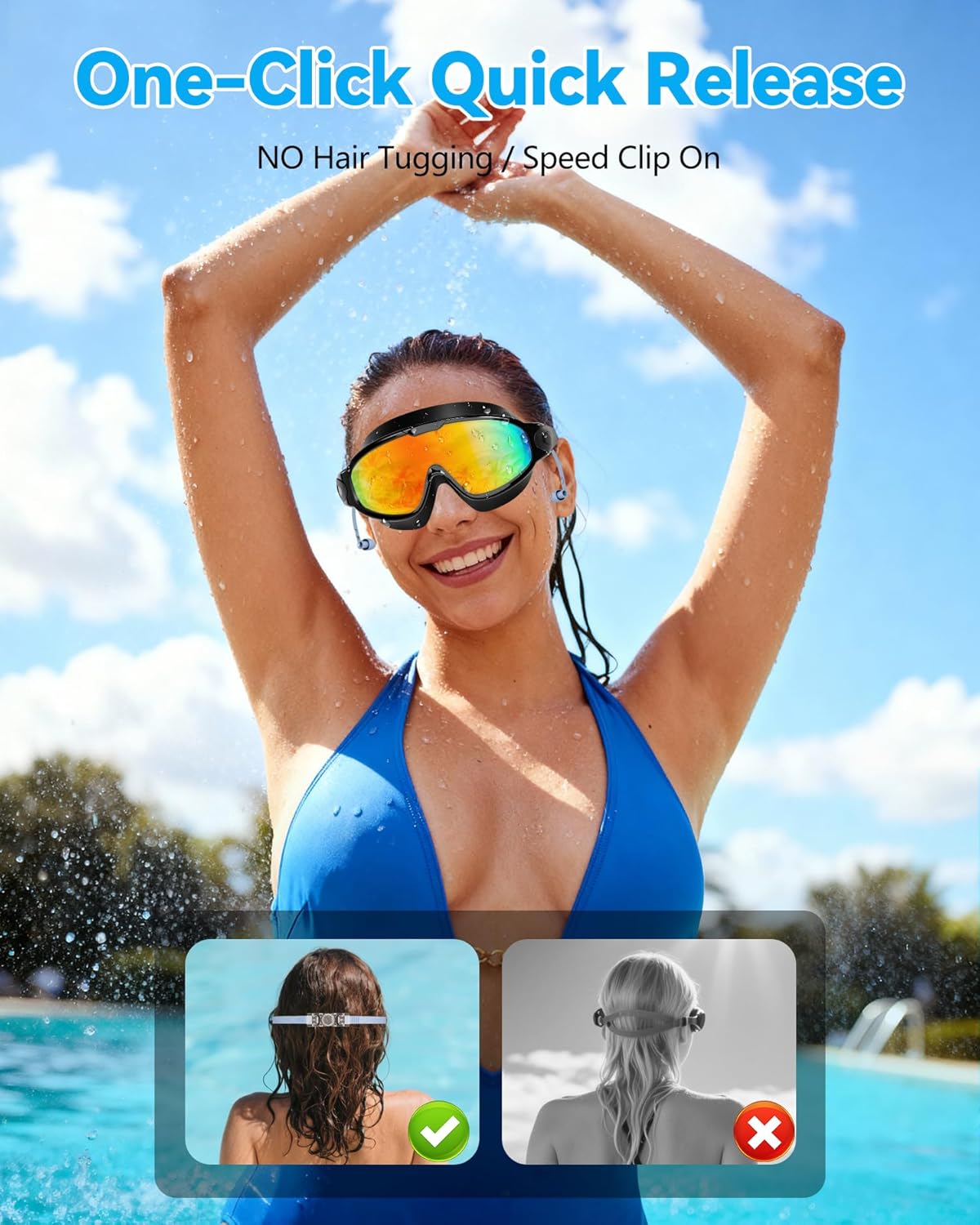 Aegend New Adult Wide View Swim Goggles, Anti-Fog/UV No Leak Swimming Goggles with Ear Plugs for Men & Women - Image 6