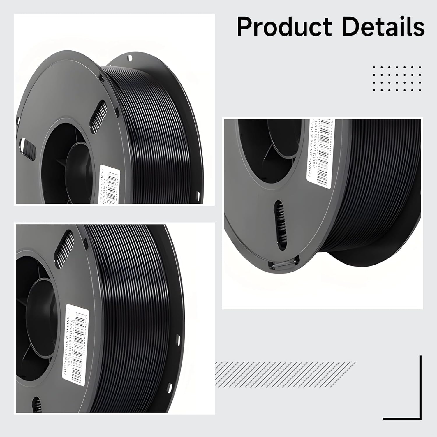 Black Pla Filament 1.75Mm for Printers, 1 Kg Spool, High Speed, +/-0.02Mm Accuracy, Vacuum Packaging, Universal Compatibility
