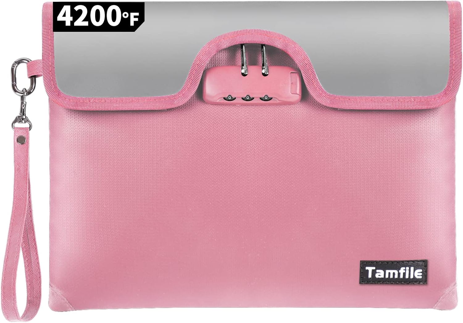 4200°F Fireproof Money Bag with Lock, Water Fireproof Document Bag with