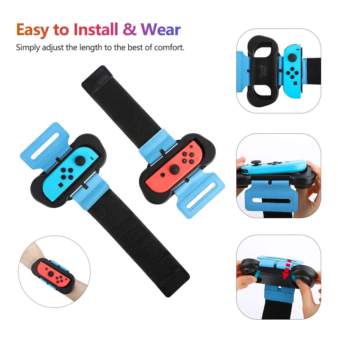 TiMOVO Cinturino Braccialetti Compatibile con Just Dance 2025/2024/2023/2022 Nintendo Switch Zumba Burn it Up,2PZ Cinturini da Polso Regolabile Braccialetto Elastico Porta Joy con per Adulti Bambini