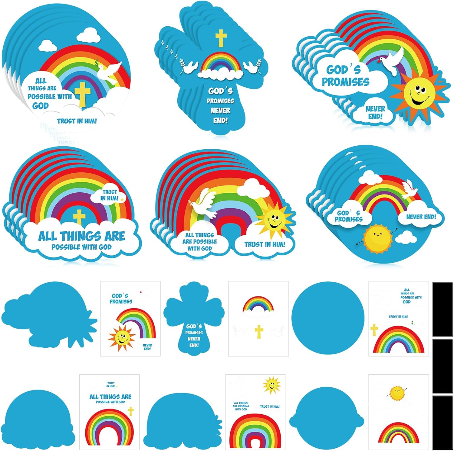 Yeaqee 30 Pcs God's Promises Crafts Sunday School Crafts Vbs Magnetic Bible Christian God's Promises Never End Kit Make Your Own Religious Art Jesus Fun DIY Home Activities Game Deco (Pack of 2)