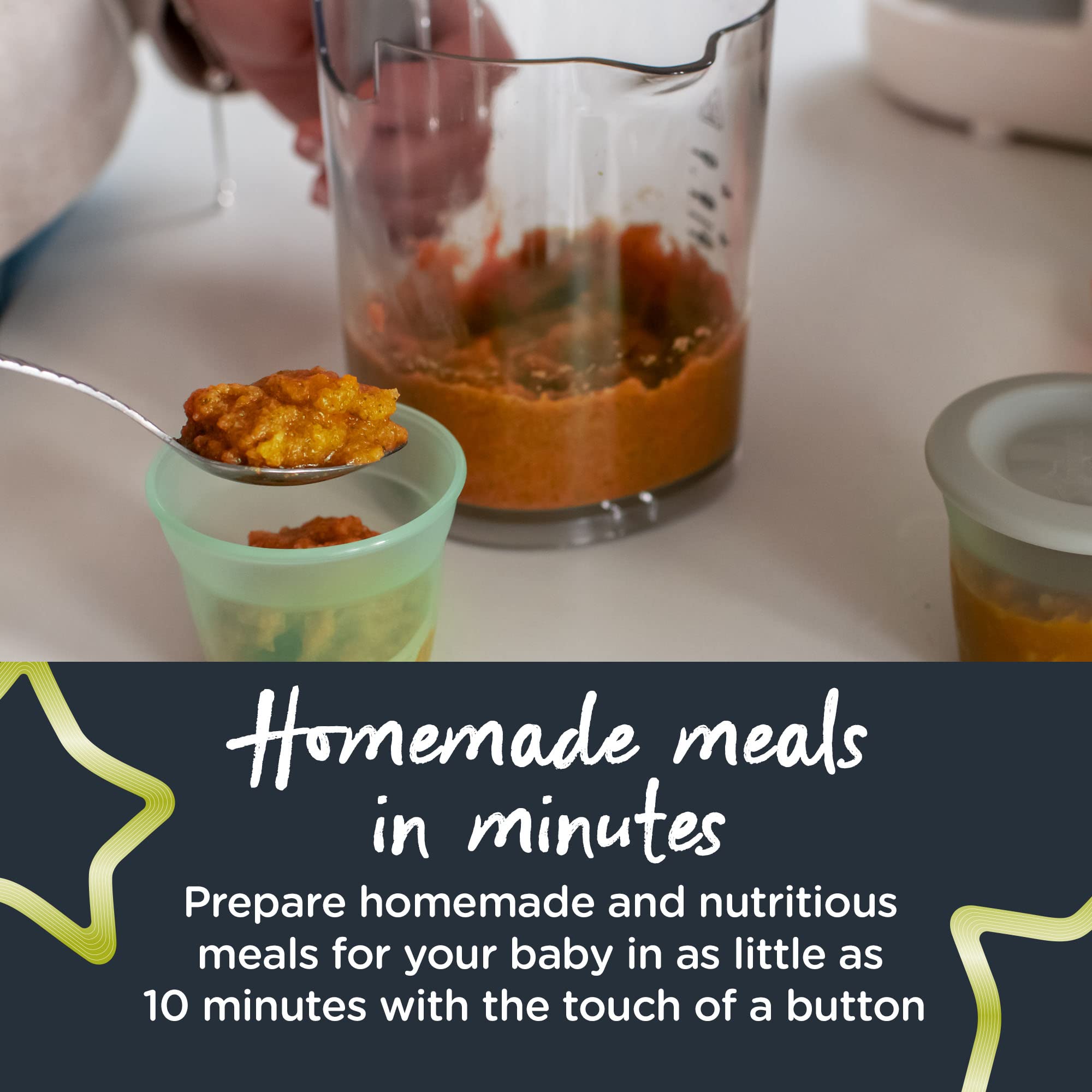 Quick Cook 6 en 1 Máquina para preparar alimentos para bebés con funciones de vapor, licuar, picar, recalentar, descongelar y esterilizar, perfecta para el destete del bebé, capacidad de 500 ml