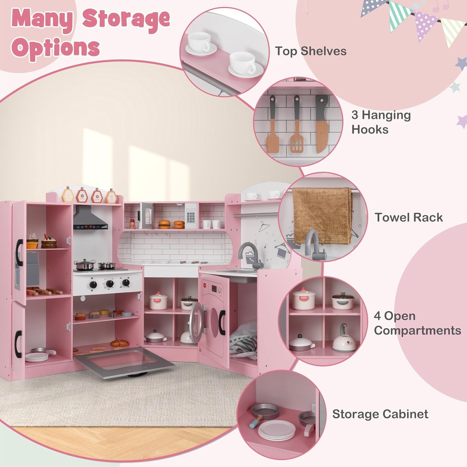 Corner Wooden Play Kitchen Set for Kids w/Lights Kenya Ubuy