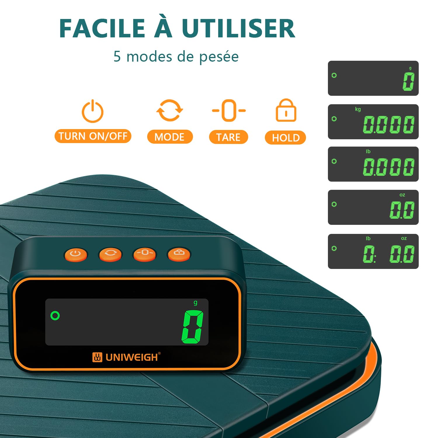 UNIWEIGH Balance Postale Numérique 86lb/0.1oz avec Fonction de Maintien et Tare, Support Pliable