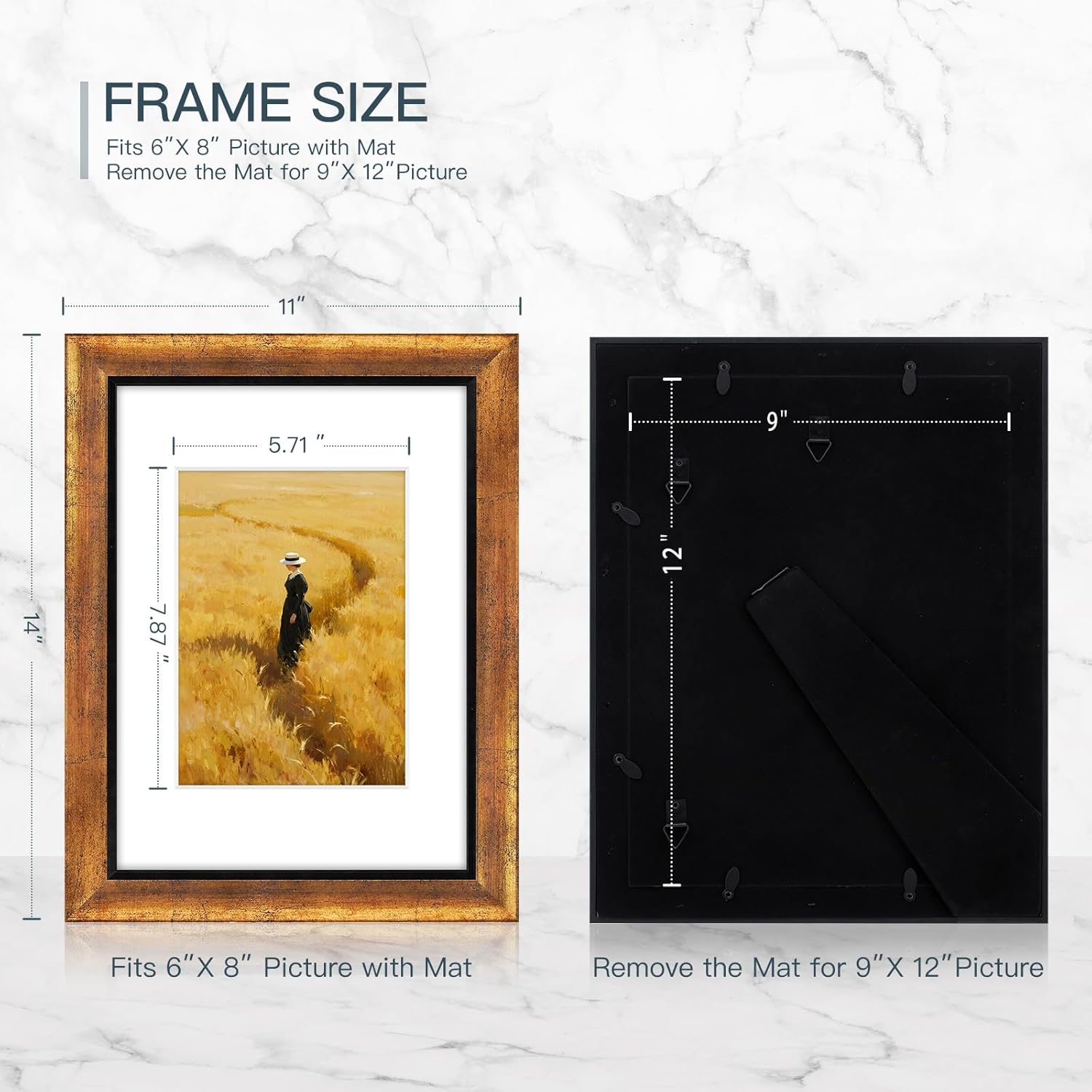 XUANLUO 4 Pack Picture Frames Farmhouse Rustic Picture Frame Sets with Distressed Wood Grain,Display Pictures Tabletop or Wall Decor - Image 2