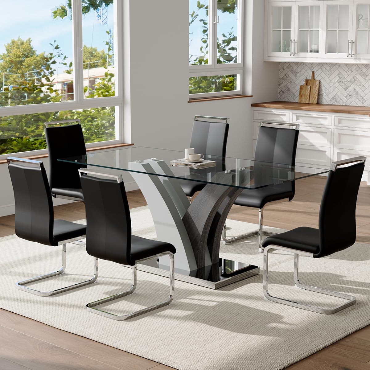 JEARGE Glass Dining Set