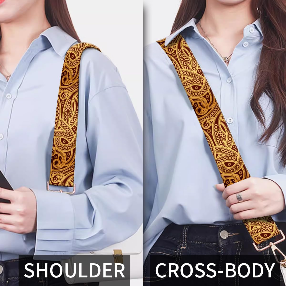 Purse Strap Replacement Crossbody, 3.8cm Wide Shoulder Strap Adjustable Replacement Belt Gold Buckle - Image 5