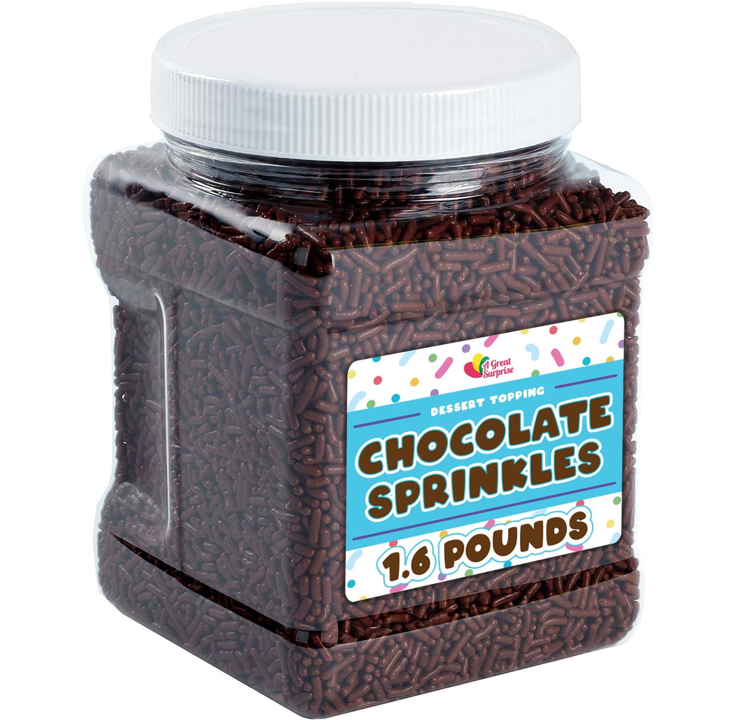 Chocolate Sprinkles - 1.6 Pounds - Brown Jimmies - Chocolate Football Sprinkles for Ice Cream, Cake Decorating, Cookies, Cupcakes, Brownies