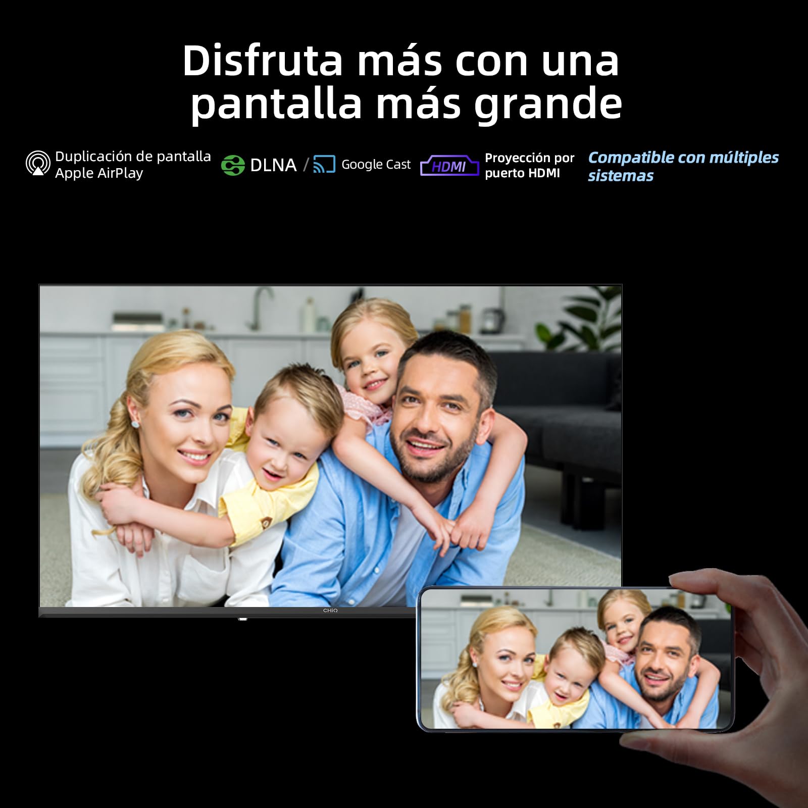 CHiQ LF32FT Smart TV 32 Inch (80 cm), Full HD, HDR10, Google TV OS, Dolby Audio,Chromecast Integrado, Diseño Metal Sin Marco, Sintonizador DVB-C/T/T2/S/S2