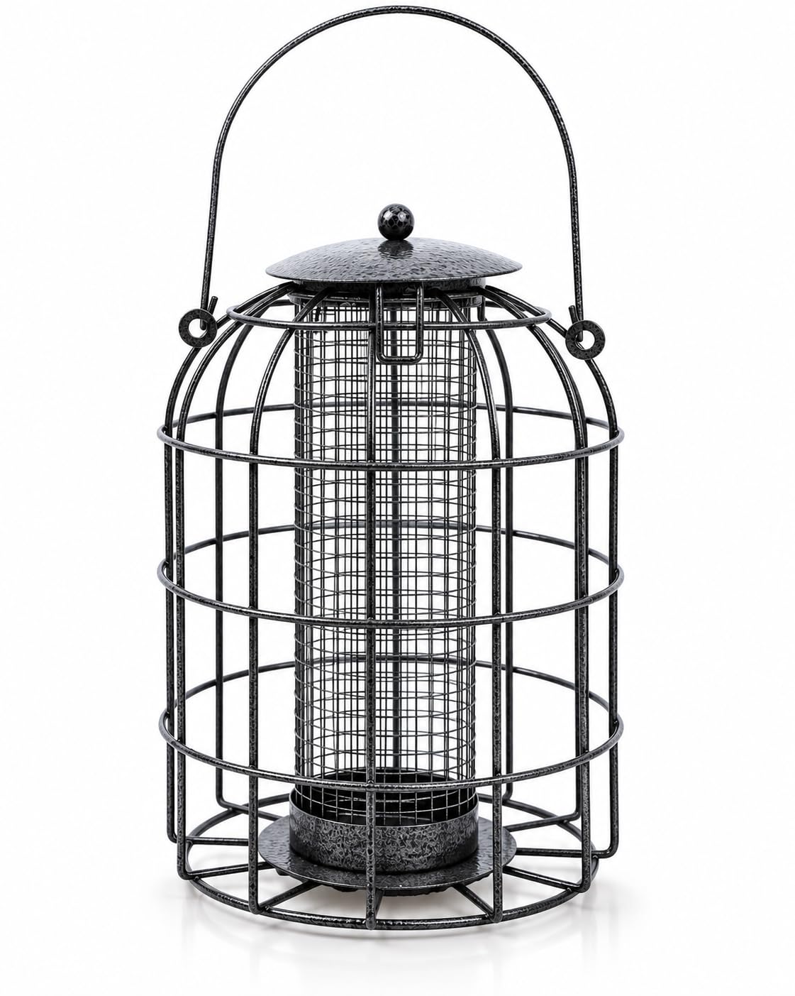 Unibos | Caged Bird Peanut Feeder Squirrel Proof –All Weather Rustproof Metal Garden Bird Feeder – Hanging Outdoor Wild Bird Feeder With Easy Fill Lid – Anti Squirrel Cage Design (Peanut Feeder)