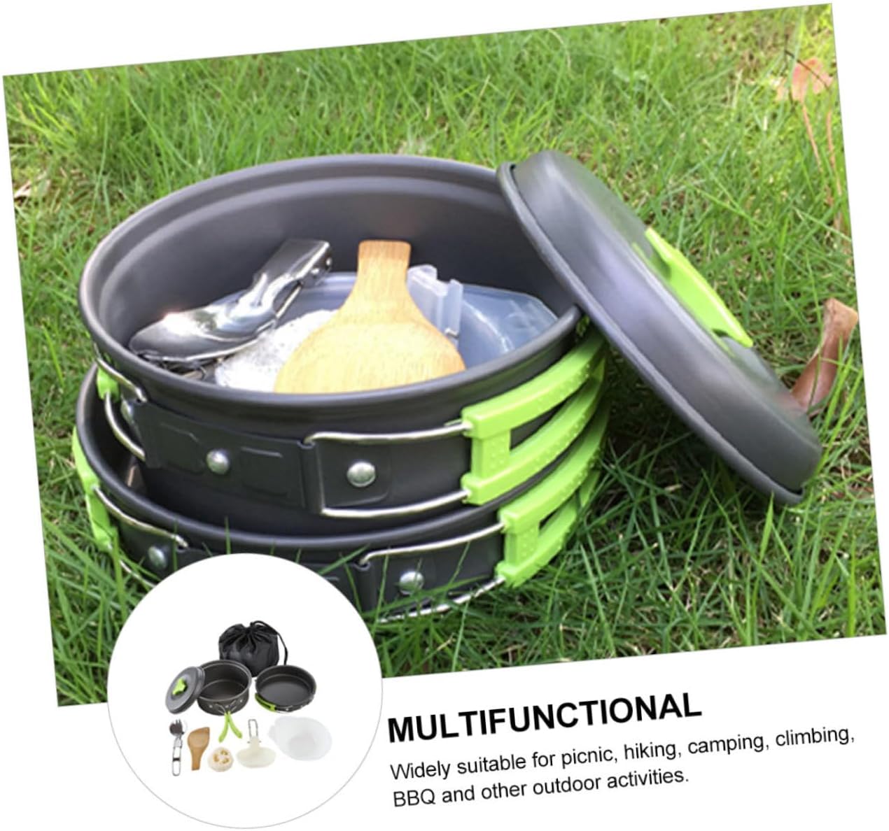 POPETPOP Collapsible Bowls Cookware Set Titanium Camping Utensils Hiking Outdoor Cooking