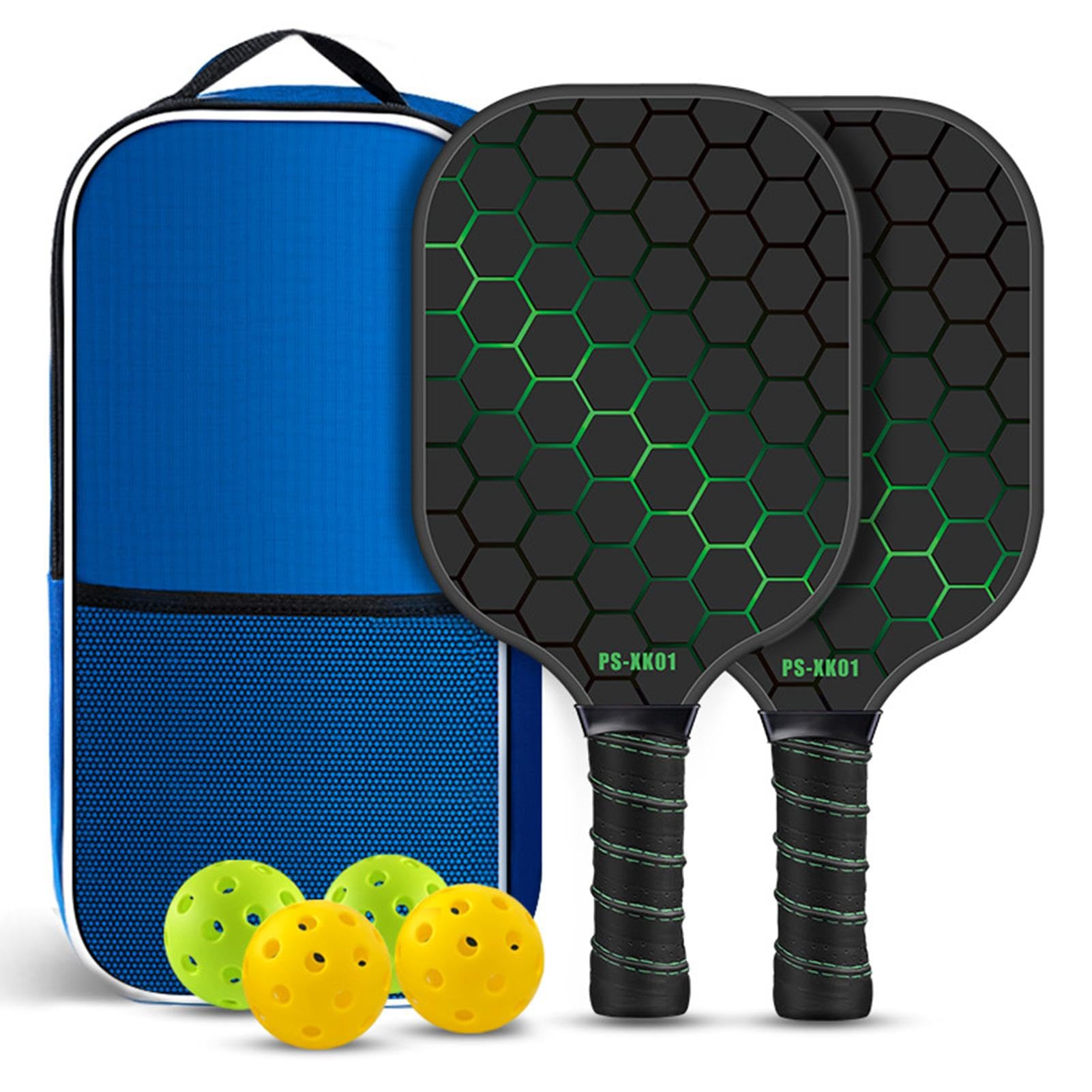 Pagaia per pickleball, set di pagaia premium per giochi interni ed esterni, pagaia ergonomica per pickleball | pagaia con superficie in fibra di carbonio, impugnatura comoda, set per pickleball