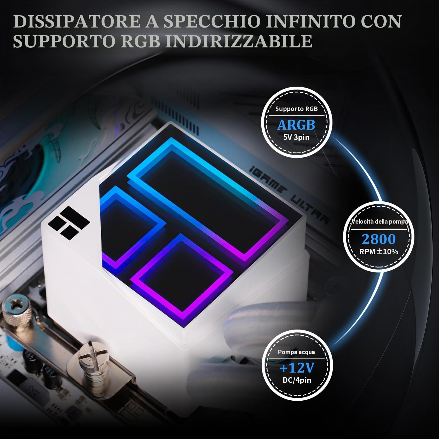 Thermalright Frozen Infinity 240 White Dissipatore ad acqua per CPU, AIO 240, Doppie ventole PWM TL-M12W, Dissipatore CPU a specchio infinito, per AMD/AM4/AM5, Intel LGA1851/1700/1150/1151