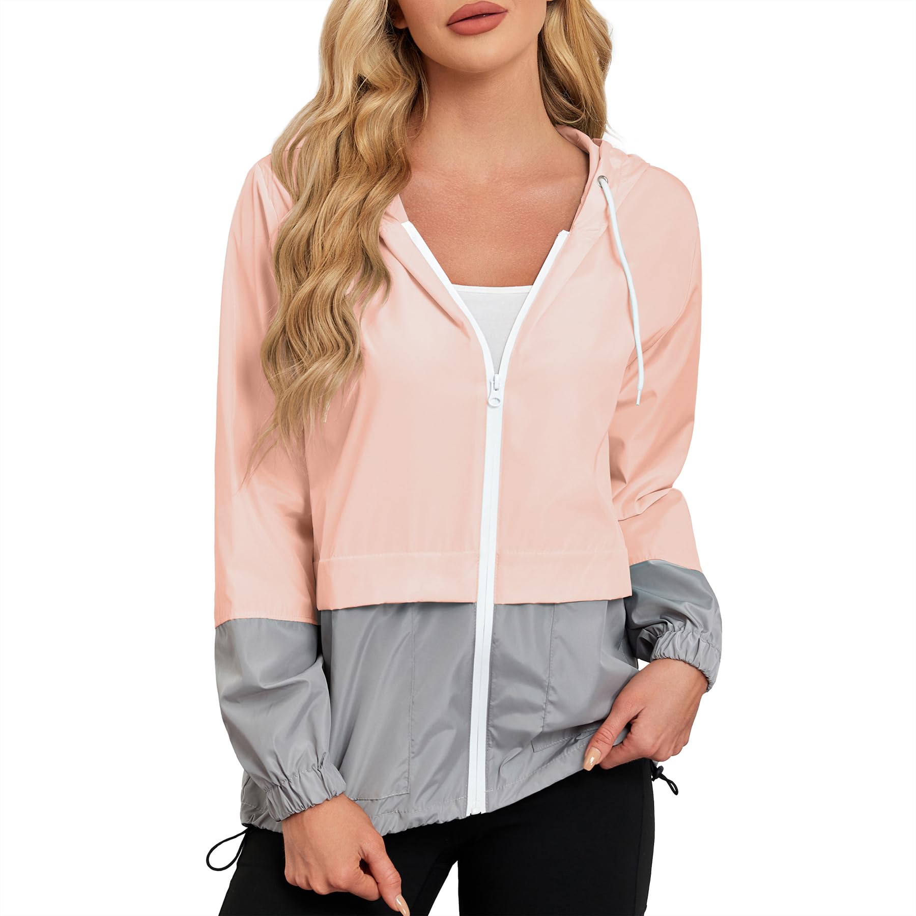 Durio Veste de pluie légère pour femme - Imperméable - Respirante - Pliable - Coupe-vent - Avec capuche - Veste softshell - Veste de cyclisme