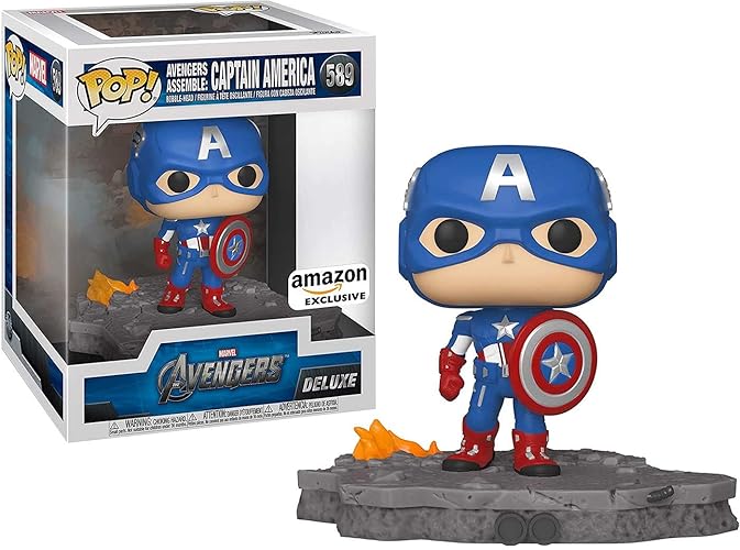 Funko Pop! Deluxe Marvel: Avengers Assemble Series - Capitán América, Exclusivo de Amazon, Figura 6 de 6