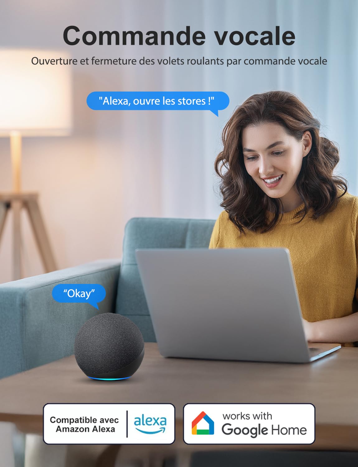 Maxcio Interrupteur Connecté WiFi Volet Roulant Tactile Alexa Argent | Interrupteur Intelligent Pour Rideau Compatible Google Home, Commande Vocale, Contrôle À Distance & Minuterie 4er