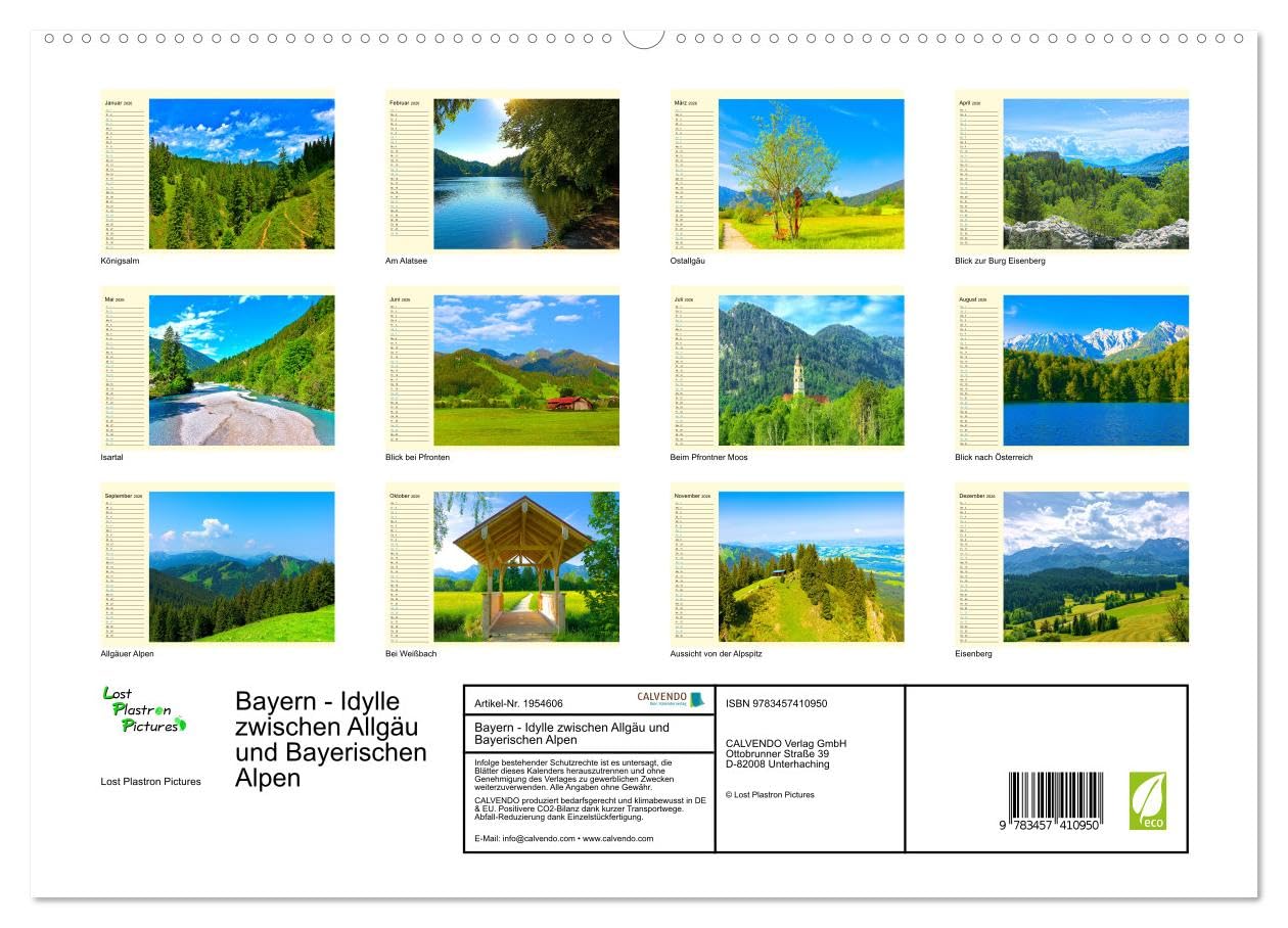 Bayern - Idylle zwischen Allgäu und Bayerischen Alpen (hochwertiger Premium Wandkalender 2026 DIN A2 quer), Kunstdruck in Hochglanz: Impressionen aus Bayerns Alpenvorland (CALVENDO Natur)
