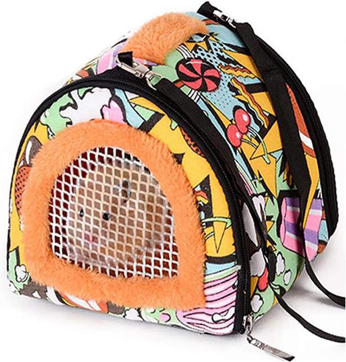 Hamster Carrier Bag, Portable Guinea Pig Travel Case with Detachable Strap Zipper Outdoor Breathable Carriers for Hedgehog Chinchillas…