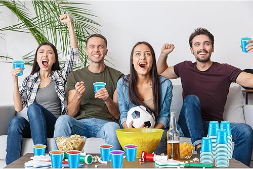 Miniatura 3 de 500 vasos de chupito de plástico de 2 onzas, vasos azules para fiesta, vasos azules de 2 onzas, desechables para beber, degustaciones servidas,