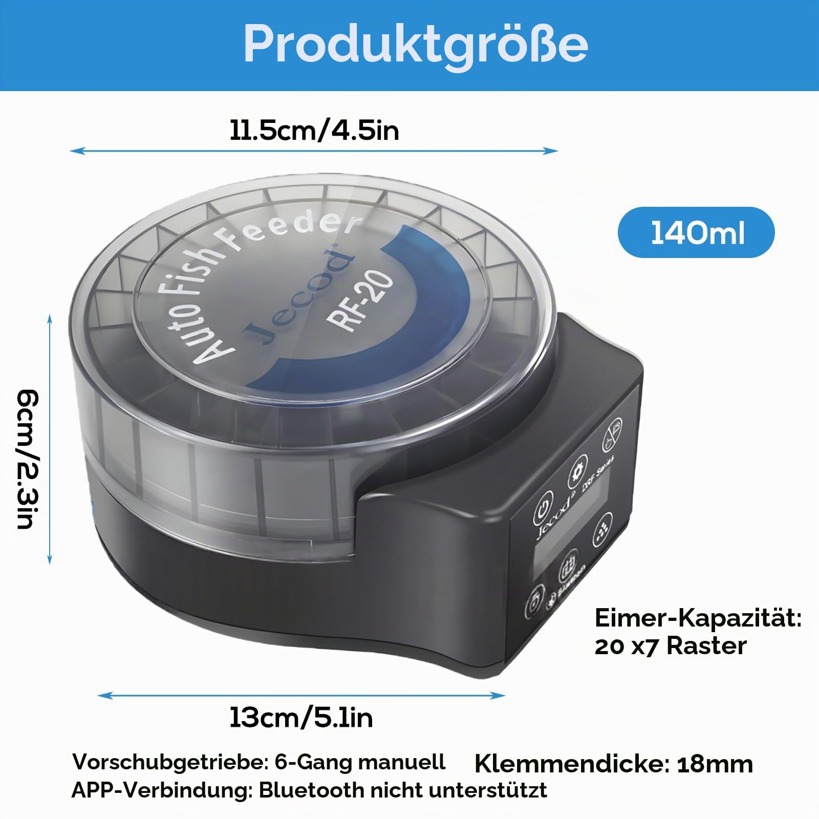 Futterautomat Aquarium, Automatischer Fischfutterautomat für Aquarium mit Timer, 140ml Fische Fischfutterspender, Futterspender für Aquarien mit Batteriebetrieben Fischfutterautomat für Ferien