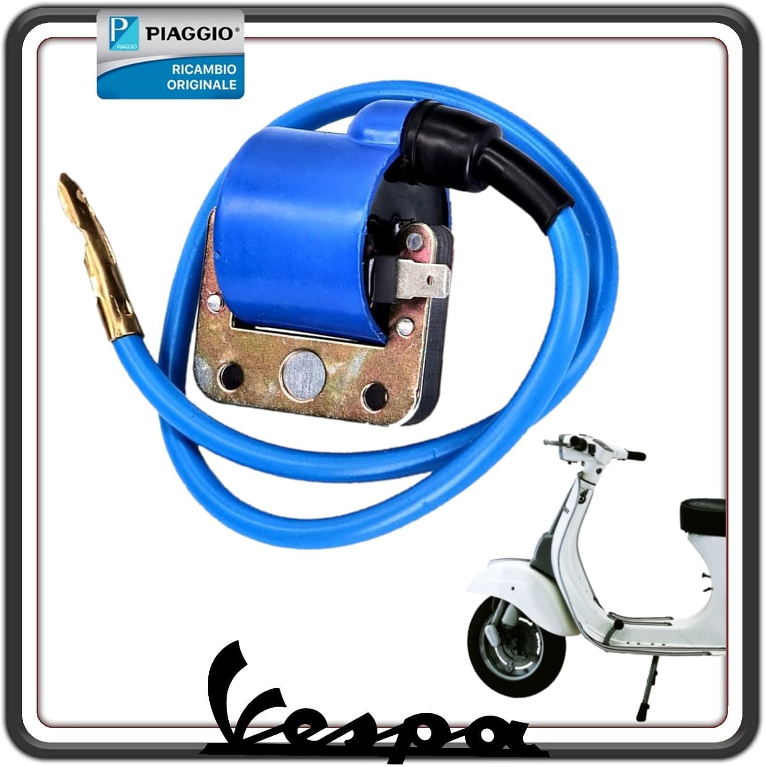 Bobina Accensione Esterna AT per Piaggio Bravo, Ciao, Grillo - Vespa 50, 50 Special, 125 ET3 Primavera, PX 125-150 Con Puntine - APE 50 Fino al 1985