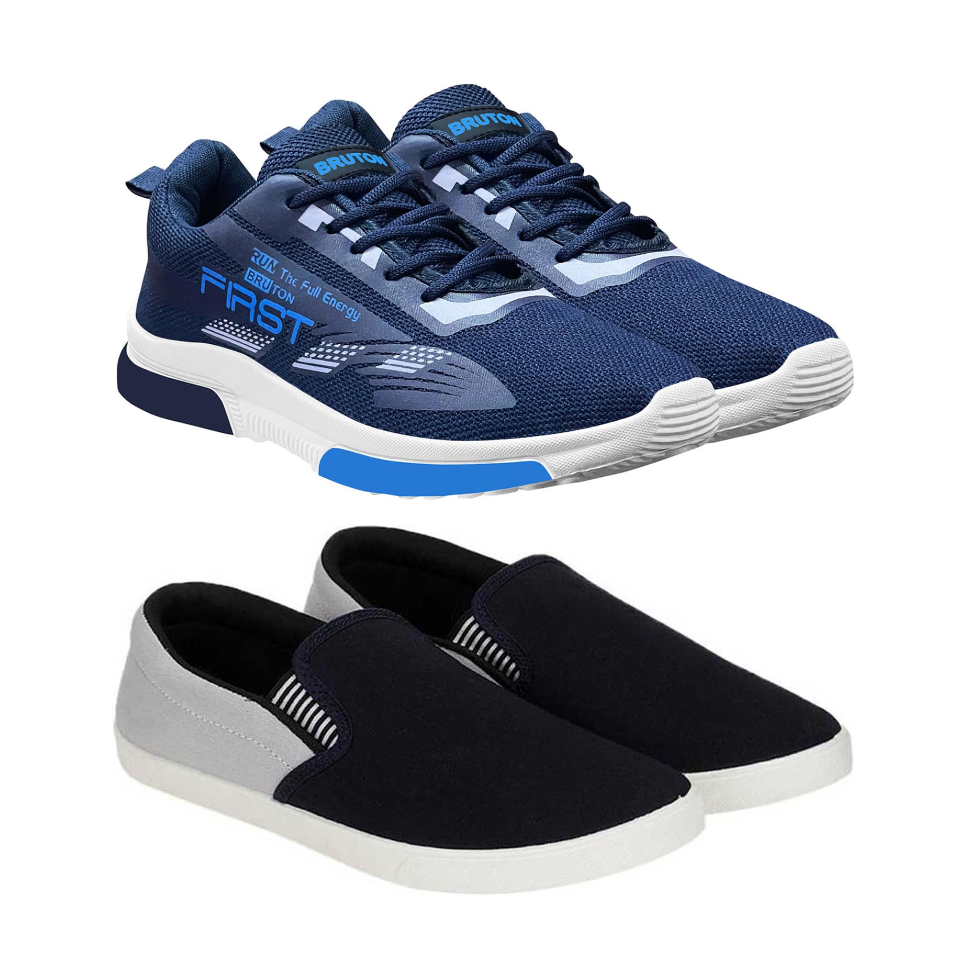 BRUTON Shoes for Mens | Casual and Stylish Shoes for Running (Pack of 2 Combo) (Blue - Grey, Numeric_8) (B0B8DKRMF2) Amazon Price History, Amazon Price Tracker