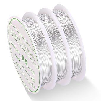 3 Pack Jewelry Wire - 22 Gauge Tarnish Resistant Copper Beading Wire for Jewelry Making, 0.6mm X 4m Each Silver