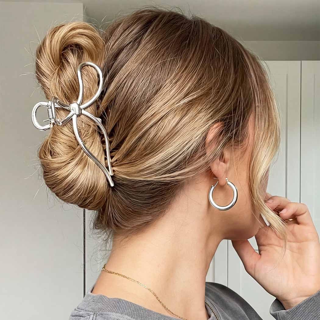 BARTOSI Bow Claw Clip Gold Metal Hair Clips Medium Hair Jaw ClIps Stylish Hair Accessories for Women and Girls (Pack of 2) - Image 7