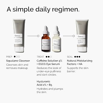 The Ordinary Caffeine Solution 5% + EGCG Eye Serum, Depuffing Eye Serum for Dark Circles and Tired Eyes