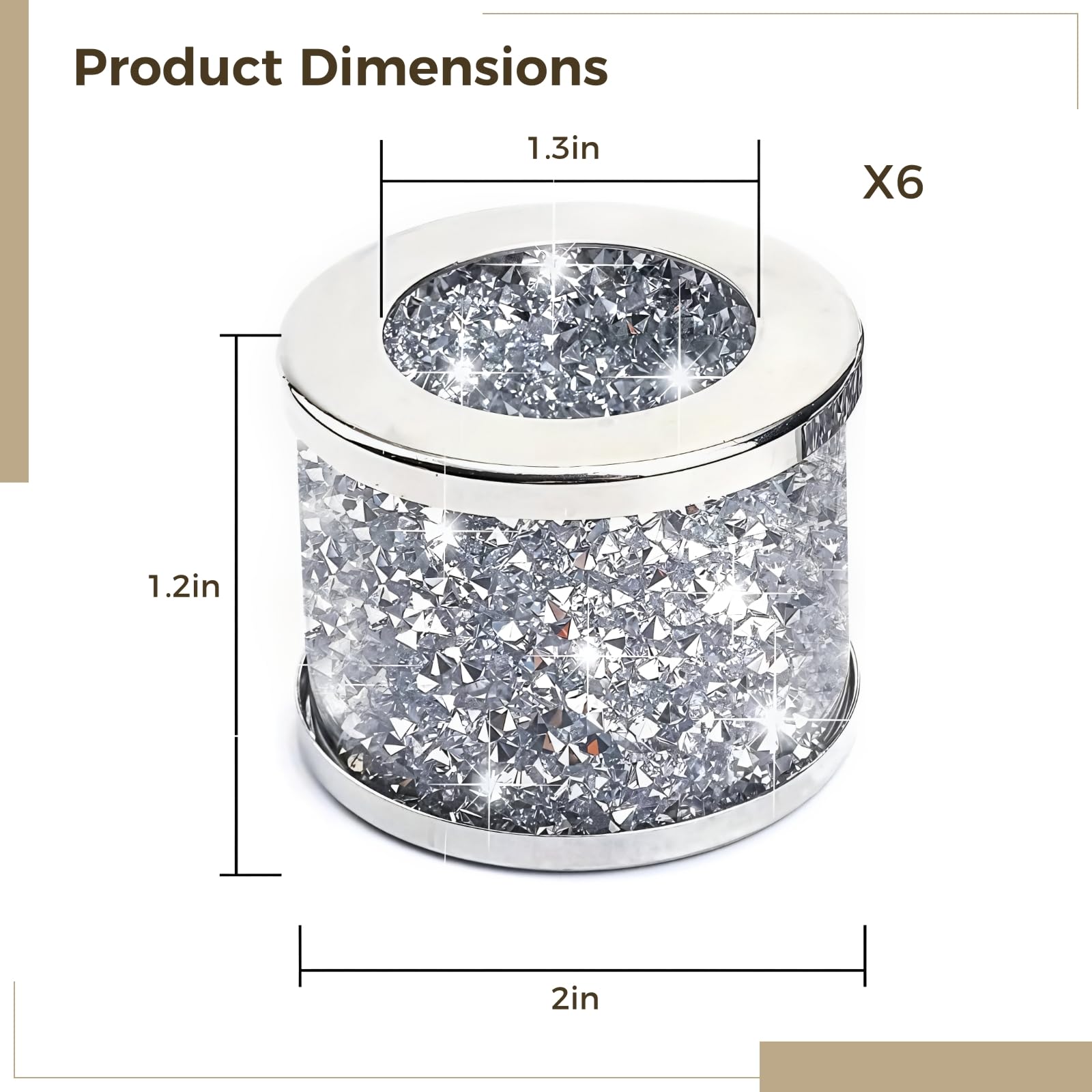 6 STK. Kristall-Serviettenringe, silberfarbene Strass-Serviettenhalter aus Glas, Funkelnde Tischdeko für Dinner, Hochzeitsfeier, Empfang und Festliche Tischgestaltung