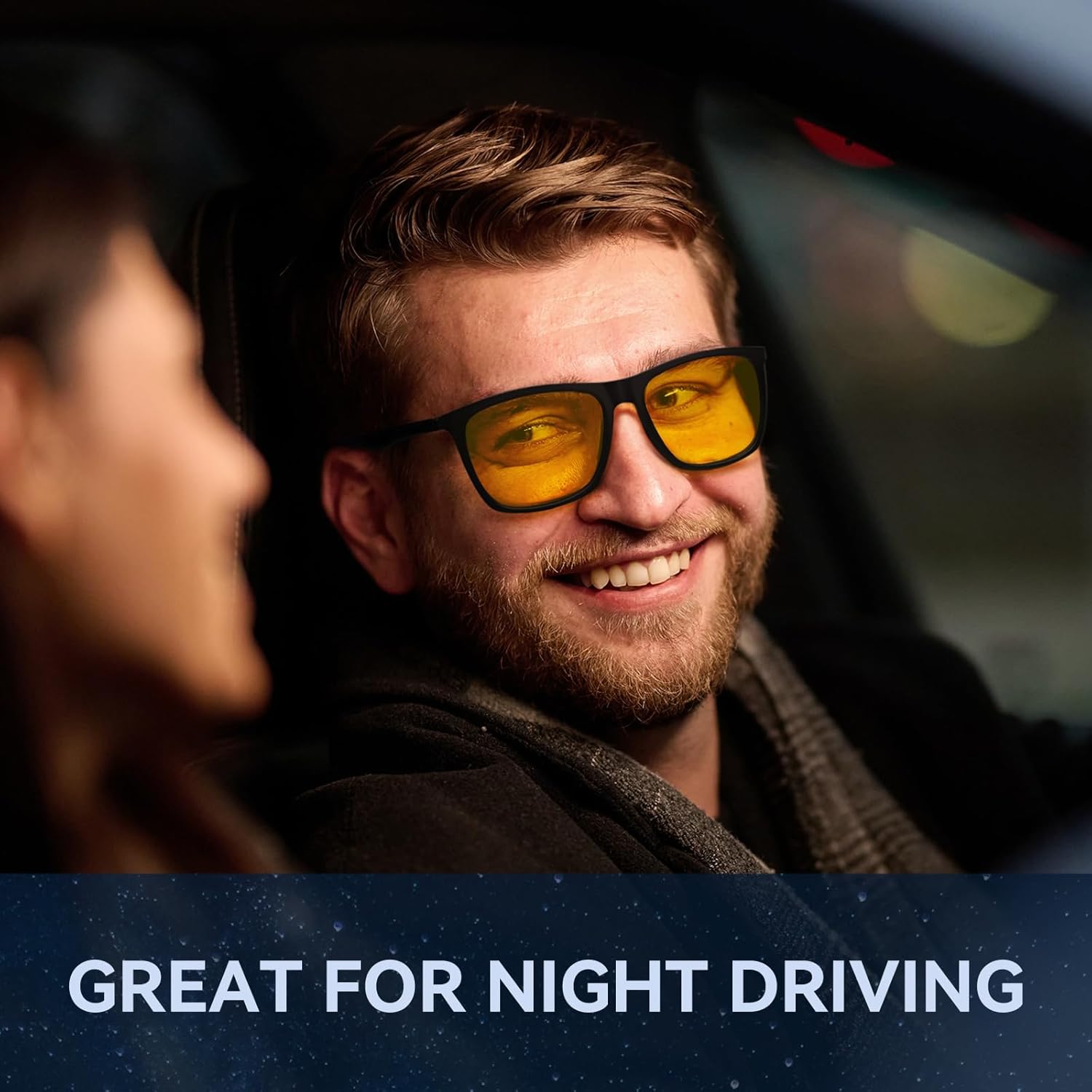 Dollger Square Polarized Night Driving Glasses for Men Women Shades with UV Protection